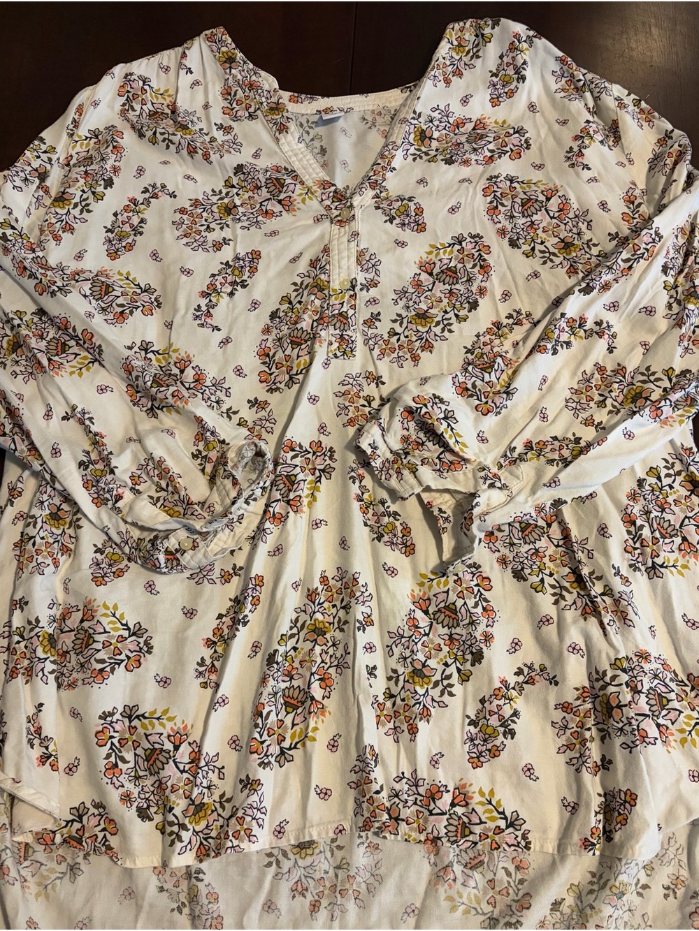 Old Navy White Floral Tunic with Orange, Yellow and Green Accents